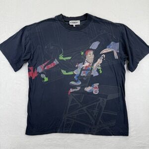 ICEBERG Graphic T Shirt Pop Art Black Cartoon Streetwear 90s Y2k Made in Italy M